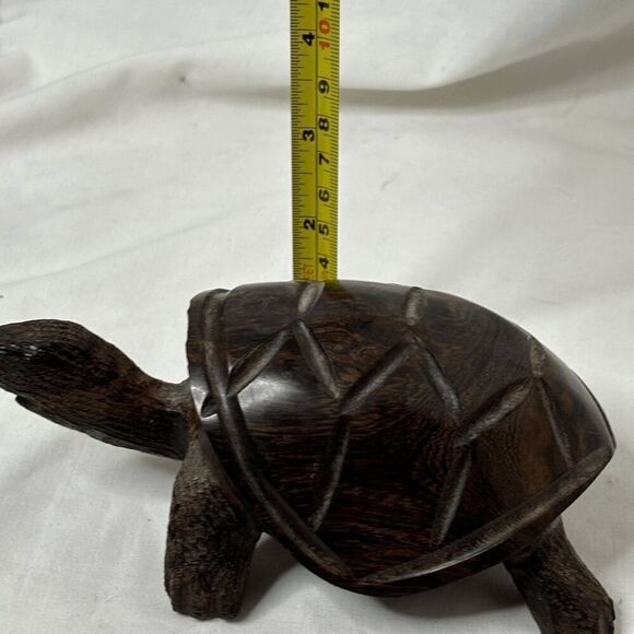 Carved Wooden Turtle Tortoise Ironwood Figurine Dark Brown 6" L 2" H - Picture 7 of 7